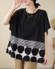 Polka Dot Split-Joint Striped Loose Short Sleeves Round-Neck T-Shirts Tops