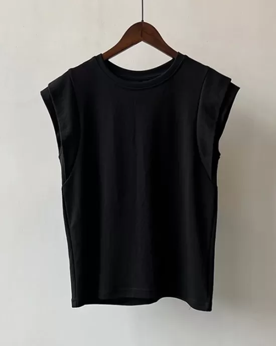 Split-Joint Loose Sleeveless Round-neck T-Shirts Tops