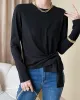 Asymmetric Bowknot Solid Color Long Sleeves Round-Neck T-Shirts Tops