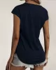 Hollow Solid Color Zipper Short Sleeves Round-Neck T-Shirts Tops