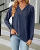 Split-Joint Long Sleeves Loose V-Neck T-Shirts