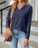 Split-Joint Long Sleeves Loose V-Neck T-Shirts