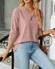 Split-Joint Long Sleeves Loose V-Neck T-Shirts