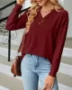 Split-Joint Long Sleeves Loose V-Neck T-Shirts