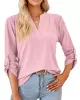 Jacquard Solid Color Loose Three-Quarter Sleeves V-Neck T-Shirts