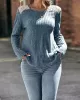 Hollow Split-Joint Long Sleeves Plus Size Round-Neck T-Shirts Tops