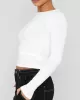 Solid Color Long Sleeves Skinny Round-Neck T-Shirts