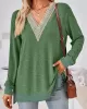 Hollow Split-Joint Split-Side Long Sleeves Loose V-Neck T-Shirts Tops