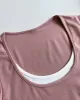 Contrast Color False Two Long Sleeves Round-Neck T-Shirts Tops