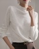 Hollow Jacquard Solid Color Long Sleeves T-Shirts Tops Knitwear