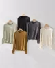 Solid Color Long Sleeves Round-neck Skinny T-Shirts Tops