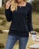 Colorful Solid Color Long Sleeves Loose Square-neck T-Shirts Tops