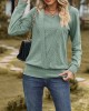 Colorful Solid Color Long Sleeves Loose Square-neck T-Shirts Tops