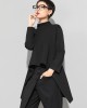 Black Zipper Long Sleeves Swallow-Tailed T-Shirt