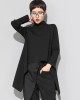 Black Zipper Long Sleeves Swallow-Tailed T-Shirt