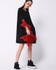 Red Goldfish Embroidered Loose Round Neck T-Shirt Dress