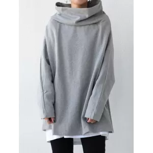 Urban Black&Gray High-Neck Long Sleeve Oversize T-Shirt