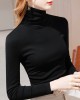 Simple 9 Colors High-Neck Long Sleeves T-Shirt Top