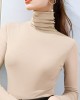 13 Colors High-Neck  Solid Color Long Sleeves T-Shirt Top