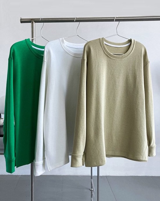 3 Colors Loose Casual Solid Color Split-Side T-Shirt Top