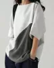 Contrast Color Batwing Sleeves Half Sleeves Round-neck T-Shirts Tops