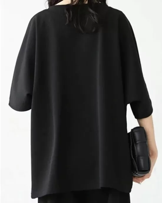 Contrast Color Batwing Sleeves Half Sleeves Round-neck T-Shirts Tops