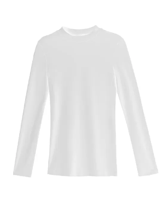 Casual Long Sleeves Skinny Solid Color Stand Collar T-Shirts