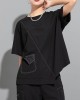 Asymmetric Solid Color Split-Joint Loose Short Sleeves Round-Neck T-Shirts Tops