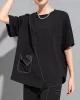 Asymmetric Solid Color Split-Joint Loose Short Sleeves Round-Neck T-Shirts Tops