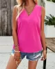 Solid Color Split-Joint Loose Sleeveless V-Neck Vest Top