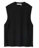 Solid Color Split-Joint Split-side High-low Loose Round-neck Vest Top Knitwear