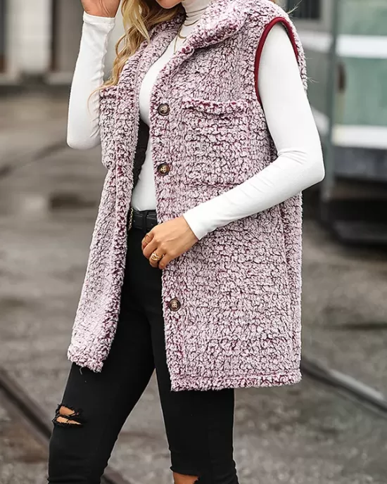 Split-Joint Velvet Loose Plus Size Lapel Vest Outerwear