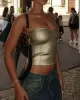 Shiny Solid Color Skinny Sleeveless Tube Vest Top