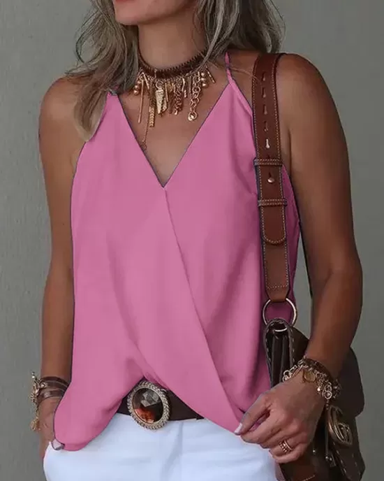 Solid Color Loose Sleeveless Spaghetti-Neck Vest Top