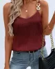 Sequined Split-Joint Loose Sleeveless Spaghetti-Neck Vest Top