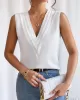 Layered Solid Color Loose Sleeveless V-Neck Vest Top