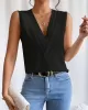 Layered Solid Color Loose Sleeveless V-Neck Vest Top