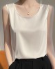 Solid Color Loose Sleeveless Round-Neck Vest Top