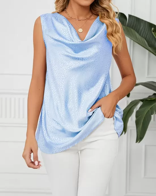 Solid Color Split-Joint Loose Sleeveless V-neck Vest Top