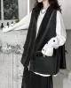 Buttoned Pockets Solid Color Loose Sleeveless V-neck Vest Outerwear