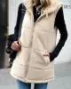 Loose Sleeveless Pockets Quilted Reversible Zipper Hooded Padded Vest Vest Outerwear