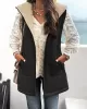 Loose Sleeveless Pockets Quilted Reversible Zipper Hooded Padded Vest Vest Outerwear