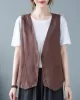 Simple Loose V-Neck Solid Color Vest