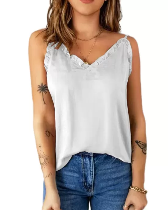 Casual Solid Color Falbala Camisole Vest Top