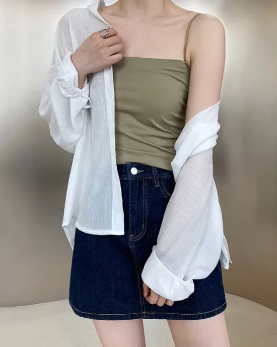 Simple Casual Solid Color Spaghetti-Neck Vest Top