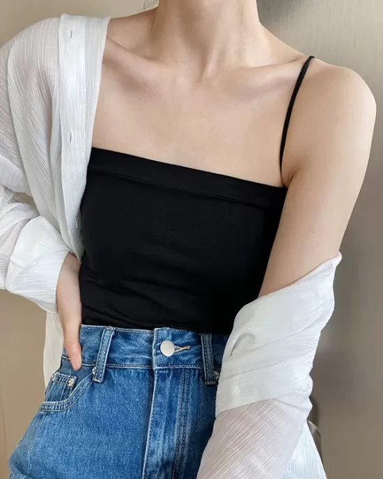 Simple Casual Solid Color Spaghetti-Neck Vest Top