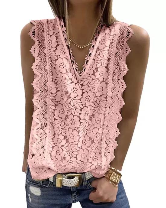 Original Lace Solid Color Loose Vest Top