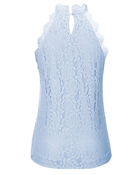 Original Lace Hollow Solid Color Halterneck Vest Top