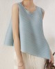 Simple Loose Sleeveless Pleated Asymmetric Solid Color Round-Neck Vest Top