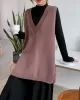 Trendy Sleeveless Split-Side Solid Color V-Neck Knitted Vest